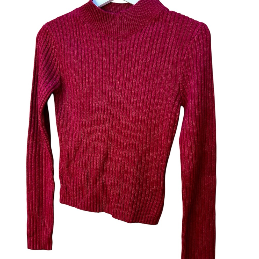 H&M Red Cowl Neck Sweater with Ribbed Texture Sz. Small